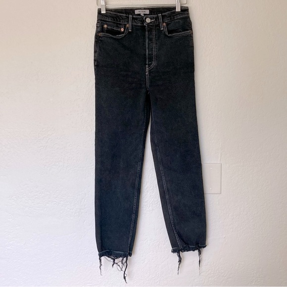 Re/Done Denim - Re/Done x Levi’s Black Slim Button Fly Frayed Jeans, Size 26